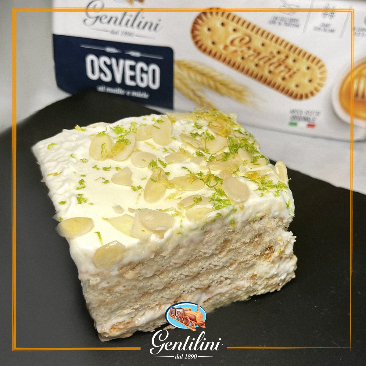 Mattonella semifreddo mandorle limone e lime