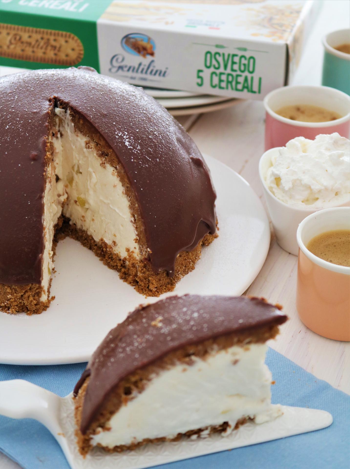 Zuccotto con Osvego 5 cereali Gentilini e crema al mango